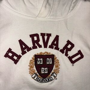 League White Hoodie with Maroon Tag